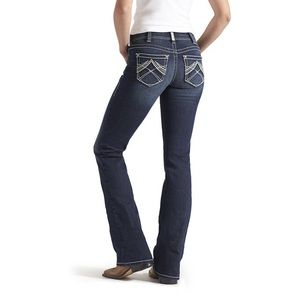 R.E.A.L Mid Rise Stretch Whipstitch Boot Cut Jean